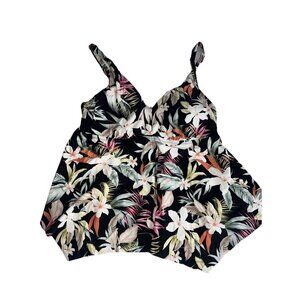 Kona Sol Women's Tankini Top only! Swimsuit floral print plus size 2X (20/22)
